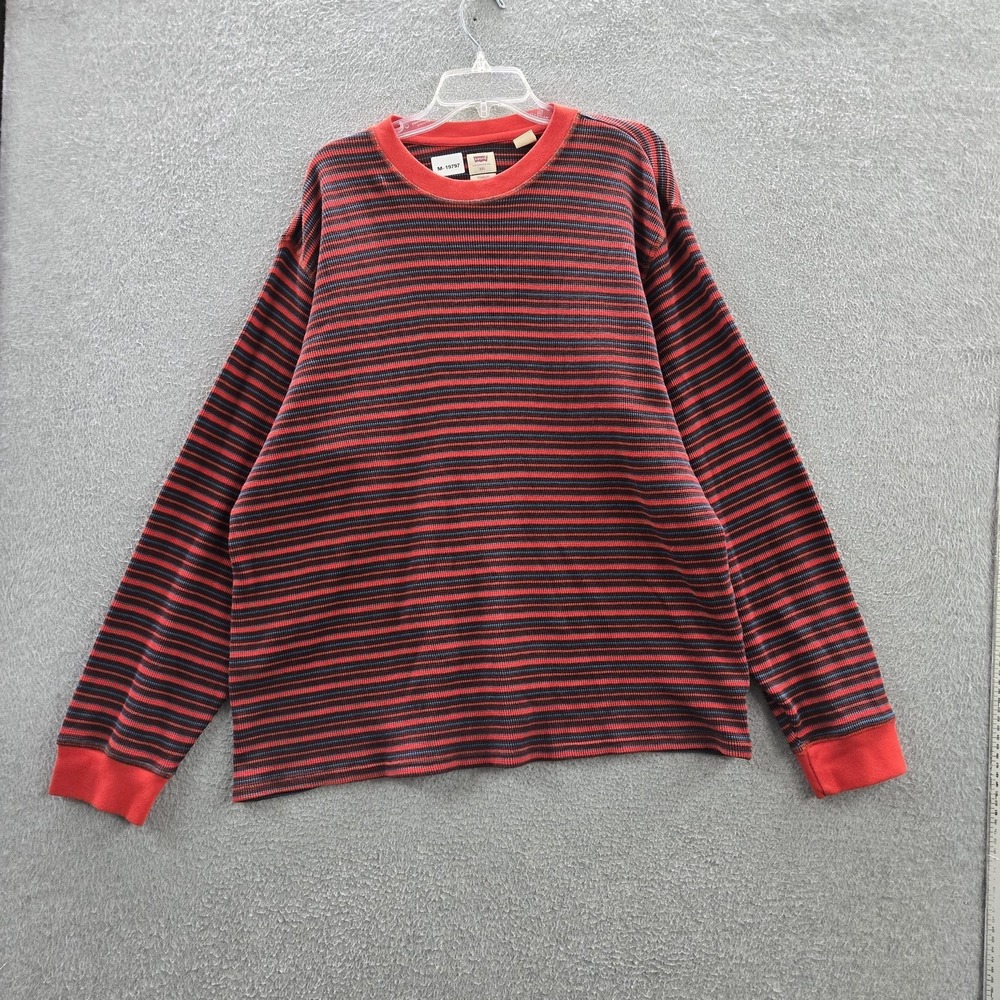 Levi's Men Sweater XXL Red Striped Standard Long Sleeve‎